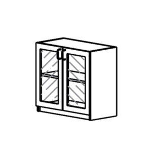 Niski ormarić s 2 staklena vrata od iverala 80x40x76