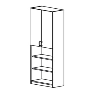 Ormar s 2 vratna krila i otvorenim policama dolje 80x40x195