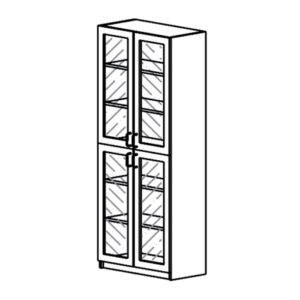 Ormar s 4 staklena vratna krila – okvir od iverala 80x40x195